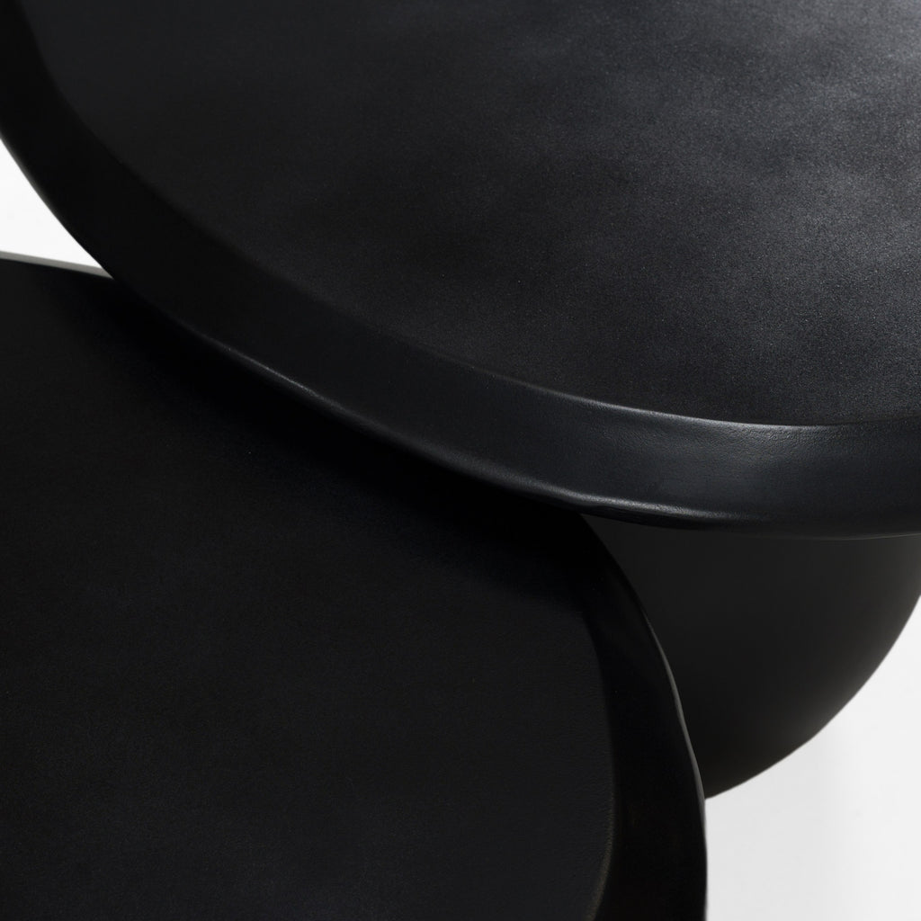 Kalvin - Modern Black Concrete Nesting Coffee Table Set