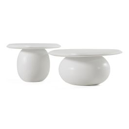 Kalvin - Modern Ivory Concrete Nesting Coffee Table Set