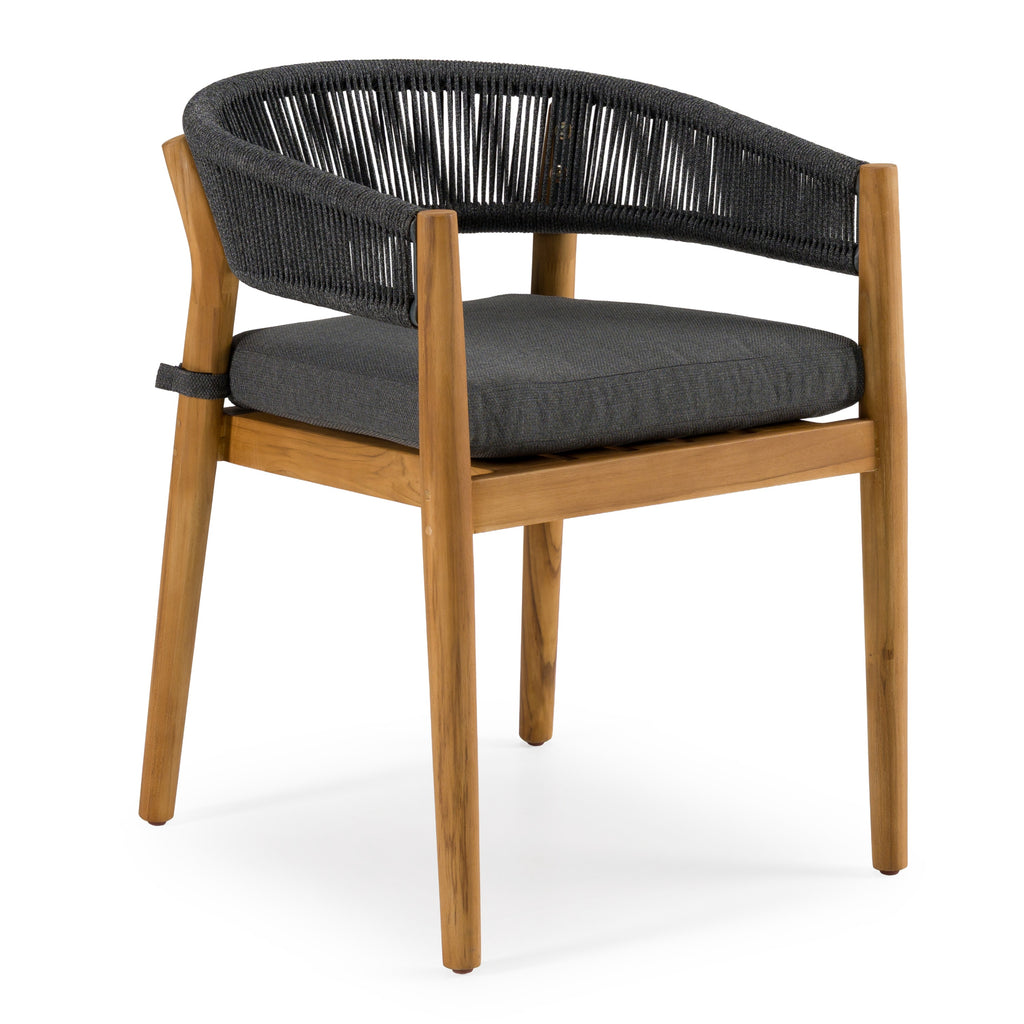 Kamari - Outdoor Grey Olefin Fabric + Teak Dining Chair (Set of 2)