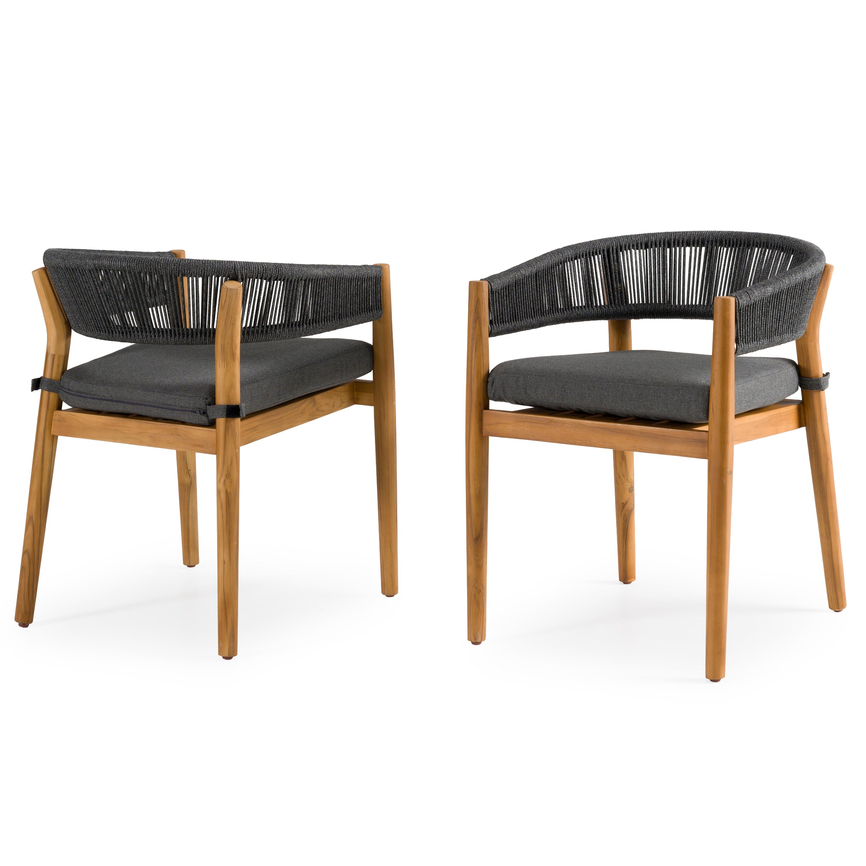 Kamari - Outdoor Grey Olefin Fabric + Teak Dining Chair (Set of 2)