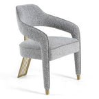 Kasem - Modern Grey Fabric + Gold Dining Chair
