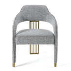 Kasem - Modern Grey Fabric + Gold Dining Chair