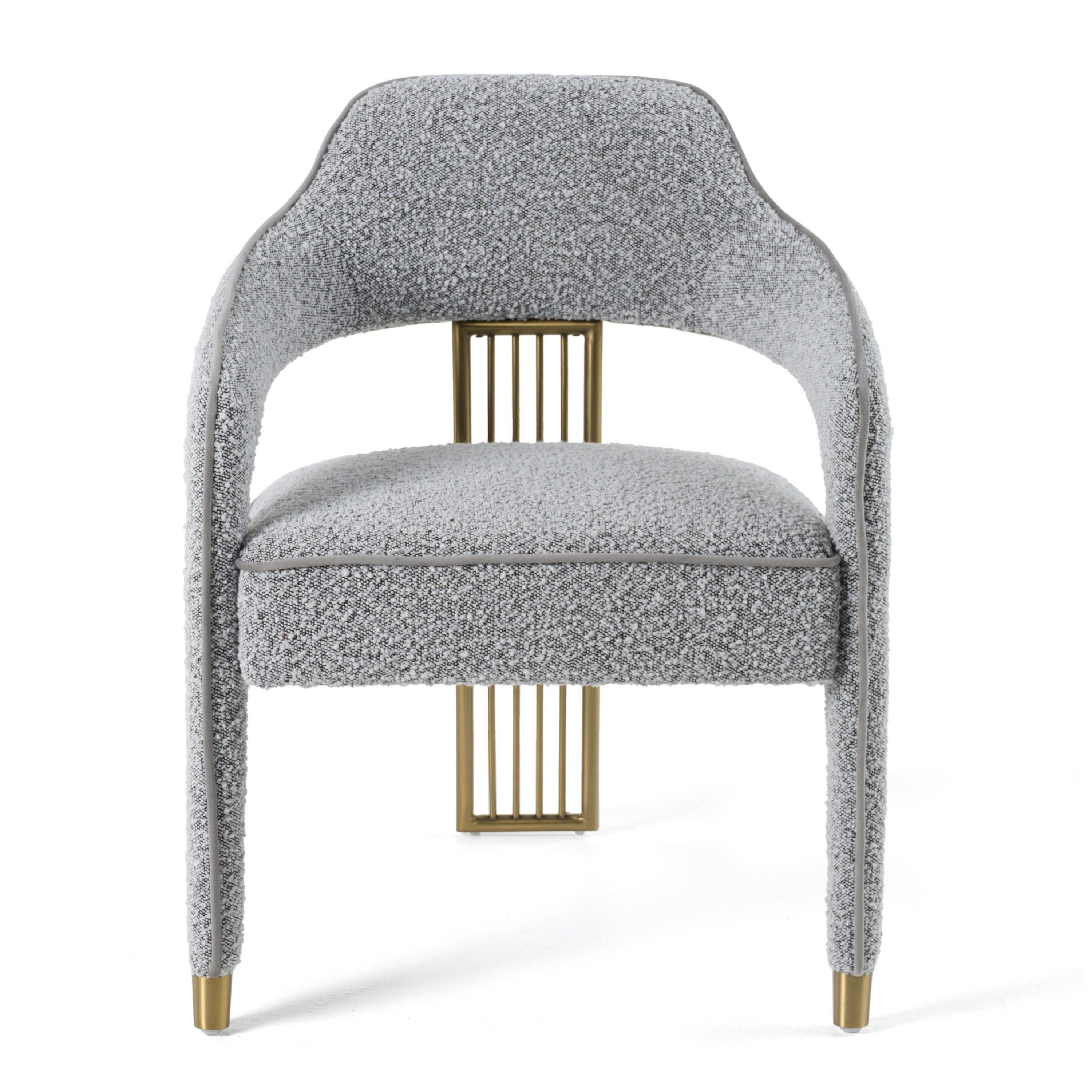 Kasem - Modern Grey Fabric + Gold Dining Chair