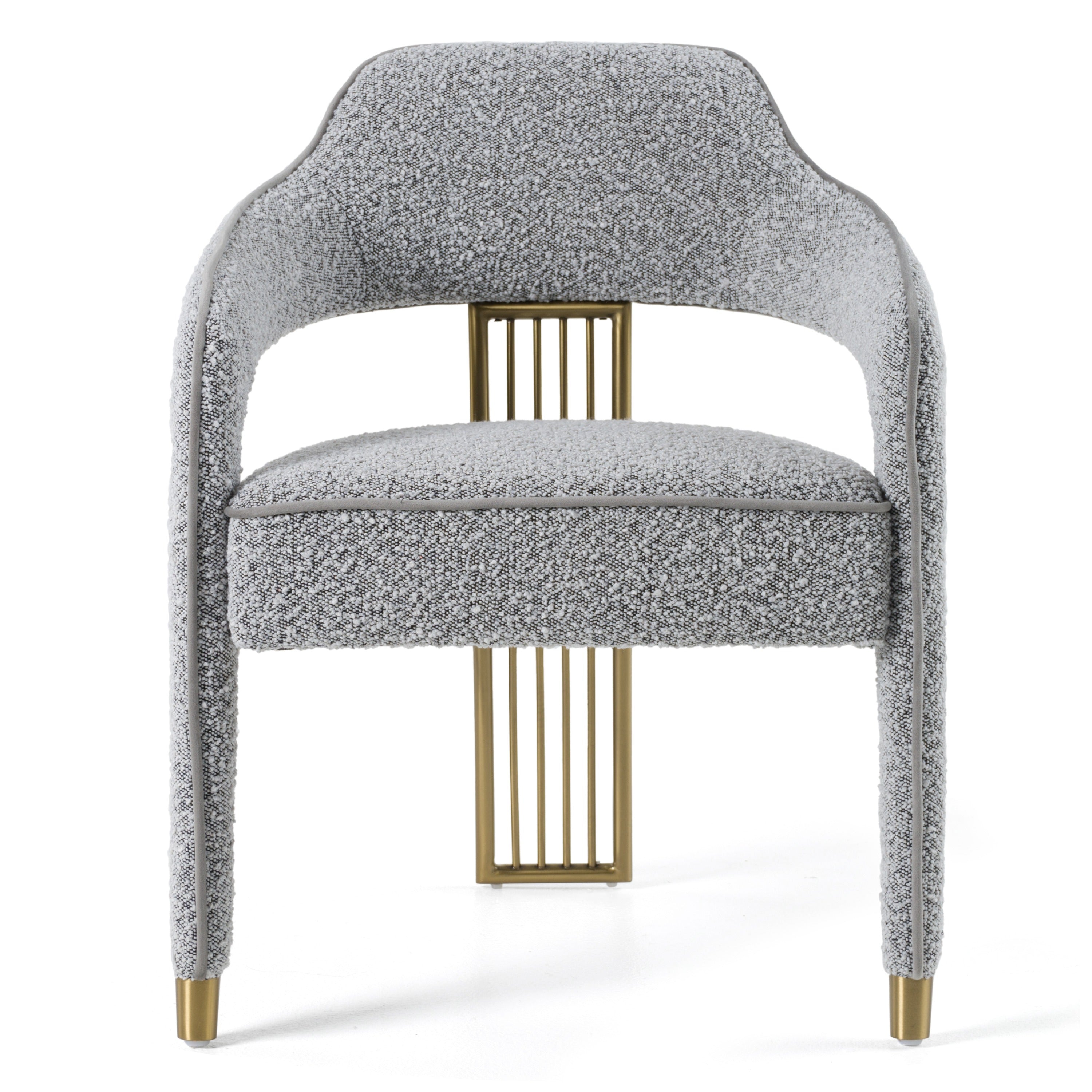 Kasem - Modern Grey Fabric + Gold Dining Chair
