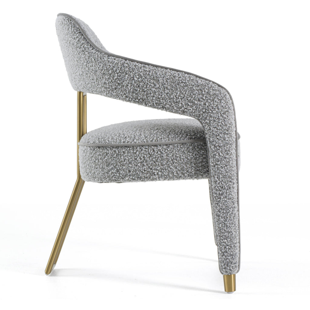 Kasem - Modern Grey Fabric + Gold Dining Chair