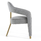 Kasem - Modern Grey Fabric + Gold Dining Chair