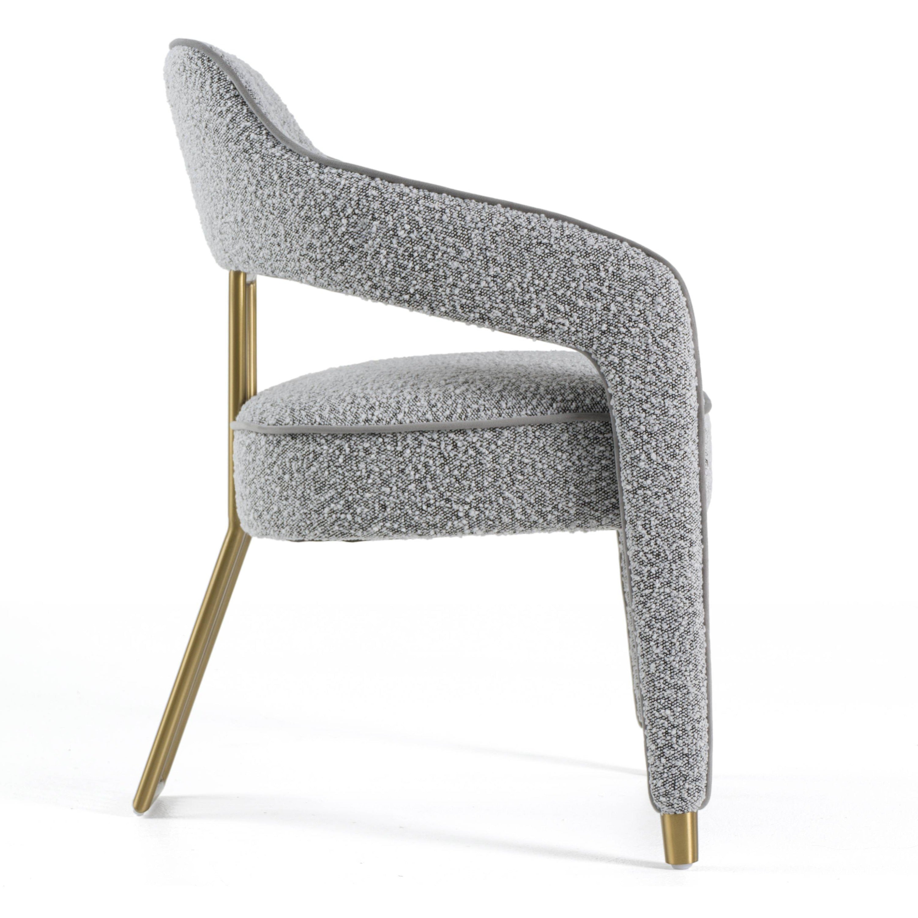 Kasem - Modern Grey Fabric + Gold Dining Chair