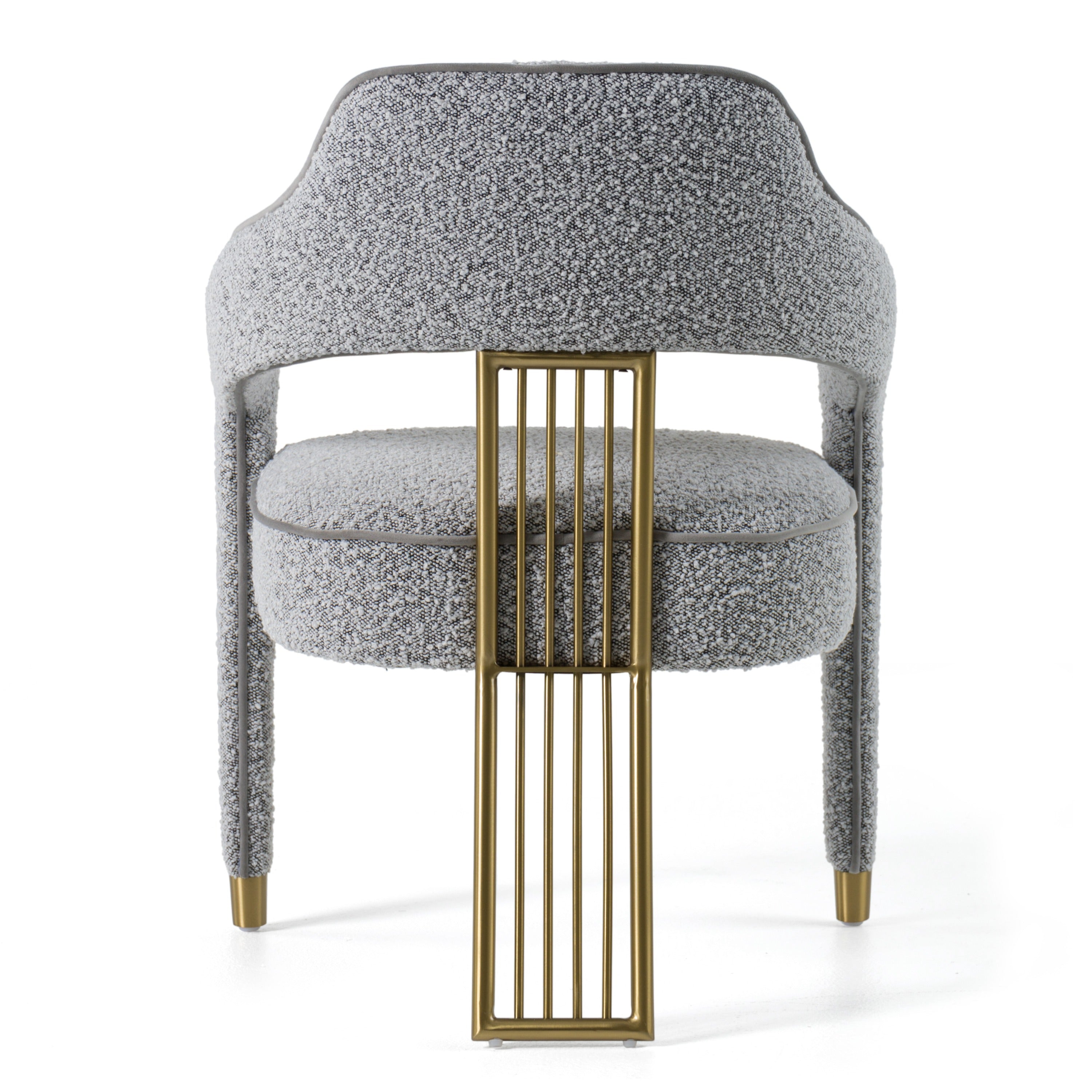 Kasem - Modern Grey Fabric + Gold Dining Chair