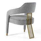 Kasem - Modern Grey Fabric + Gold Dining Chair