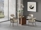 Kaye - Modern Walnut + Glass 71" Round Dining Table