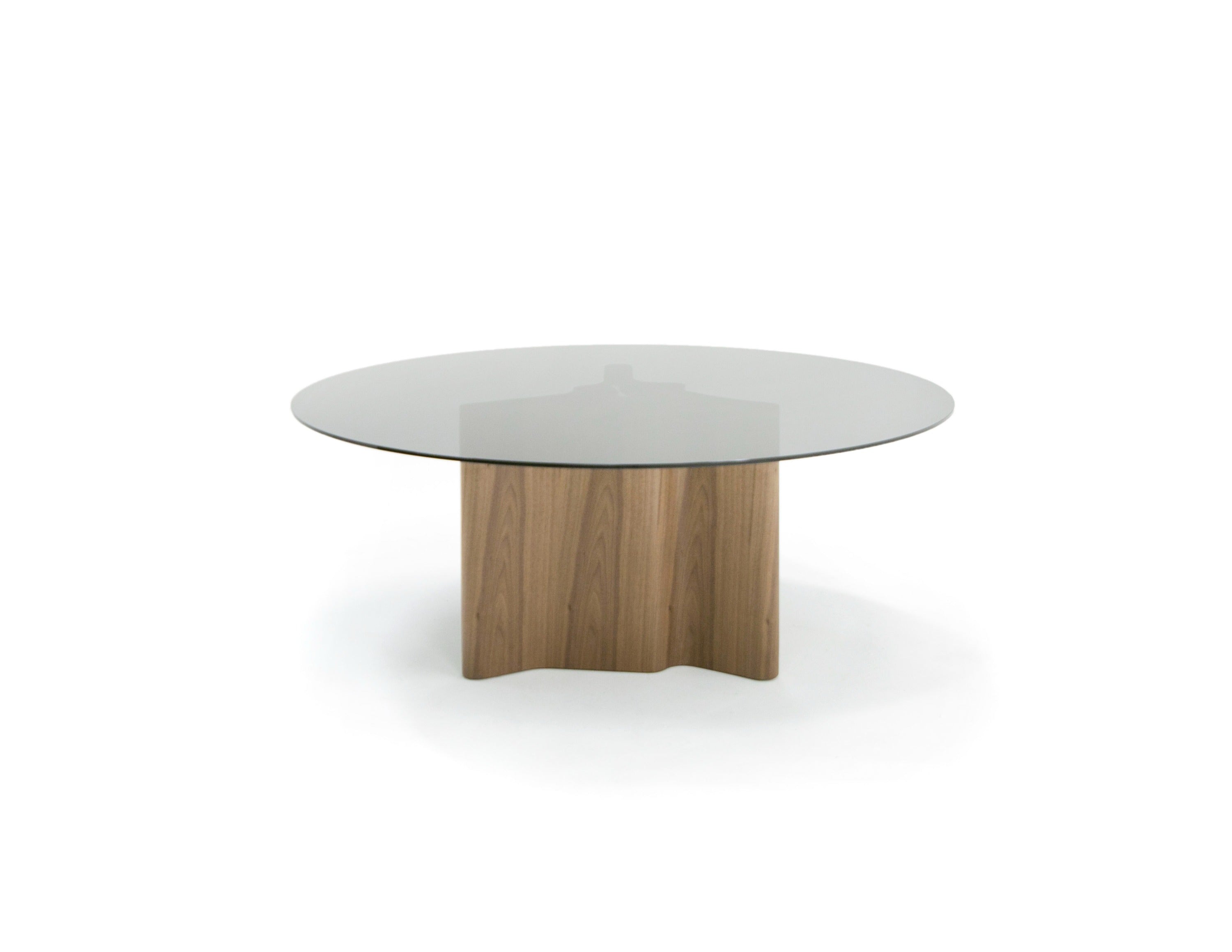 Kaye - Modern Walnut + Glass 71" Round Dining Table