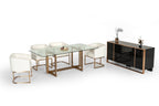 Keaton Modern Glass & Brass Dining Table