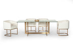 Keaton Modern Glass & Brass Dining Table