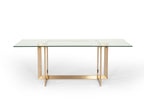 Keaton Modern Glass & Brass Dining Table