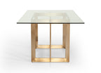 Keaton Modern Glass & Brass Dining Table