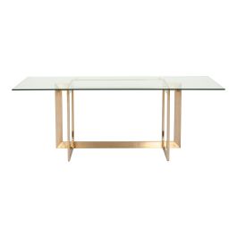 Keaton Modern Glass & Brass Dining Table