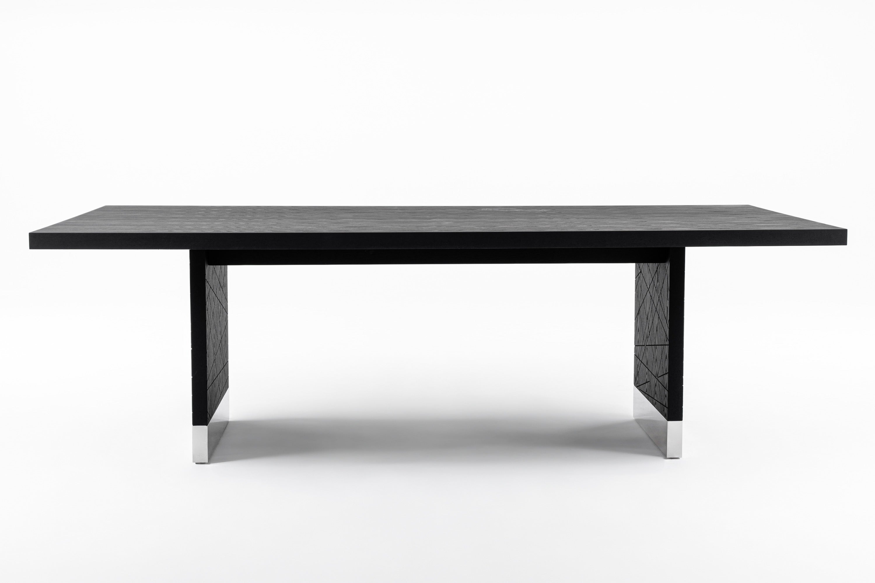 Kenda - Modern Black Ash + Stainless Steel Dining Table