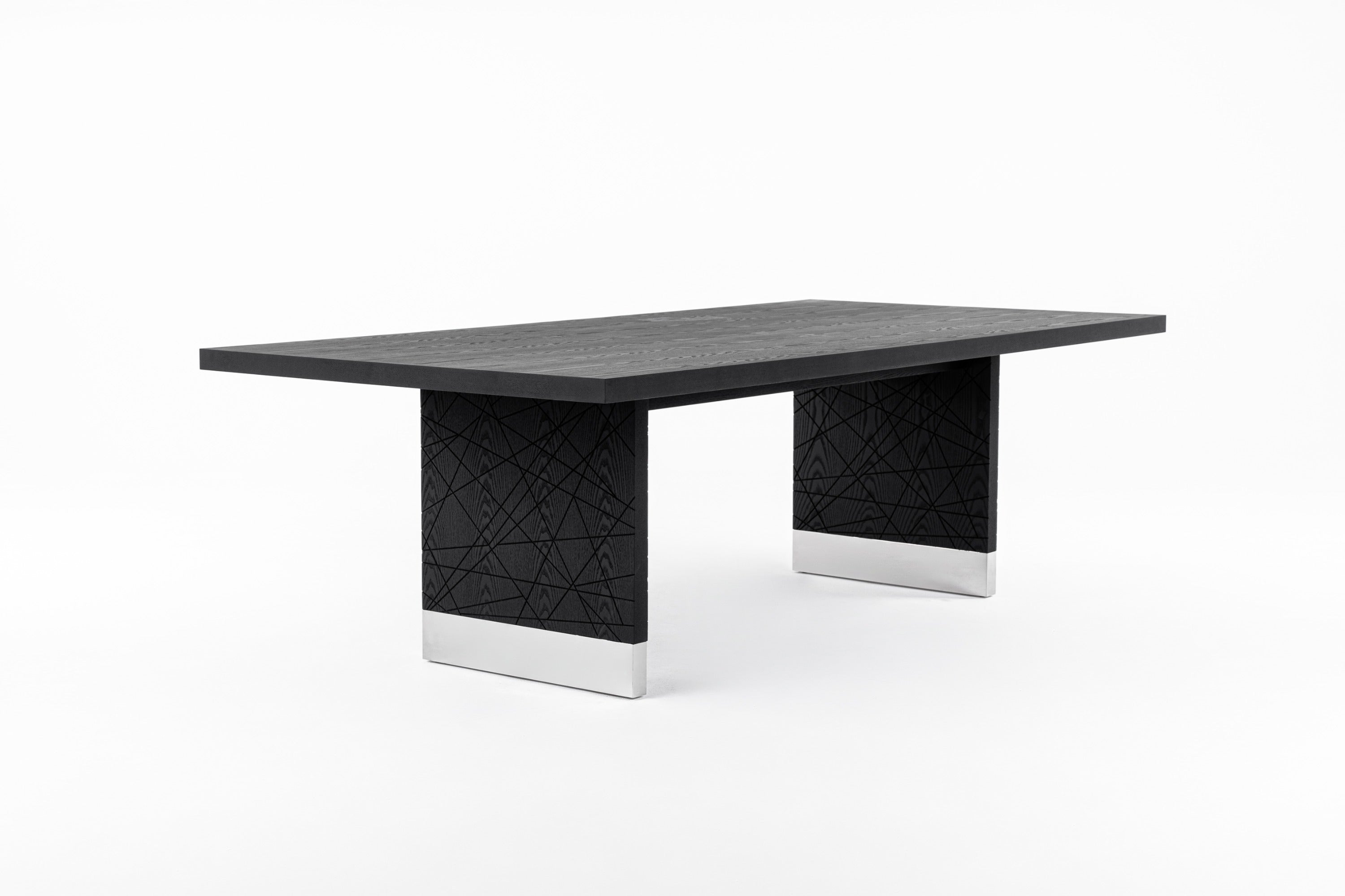 Kenda - Modern Black Ash + Stainless Steel Dining Table