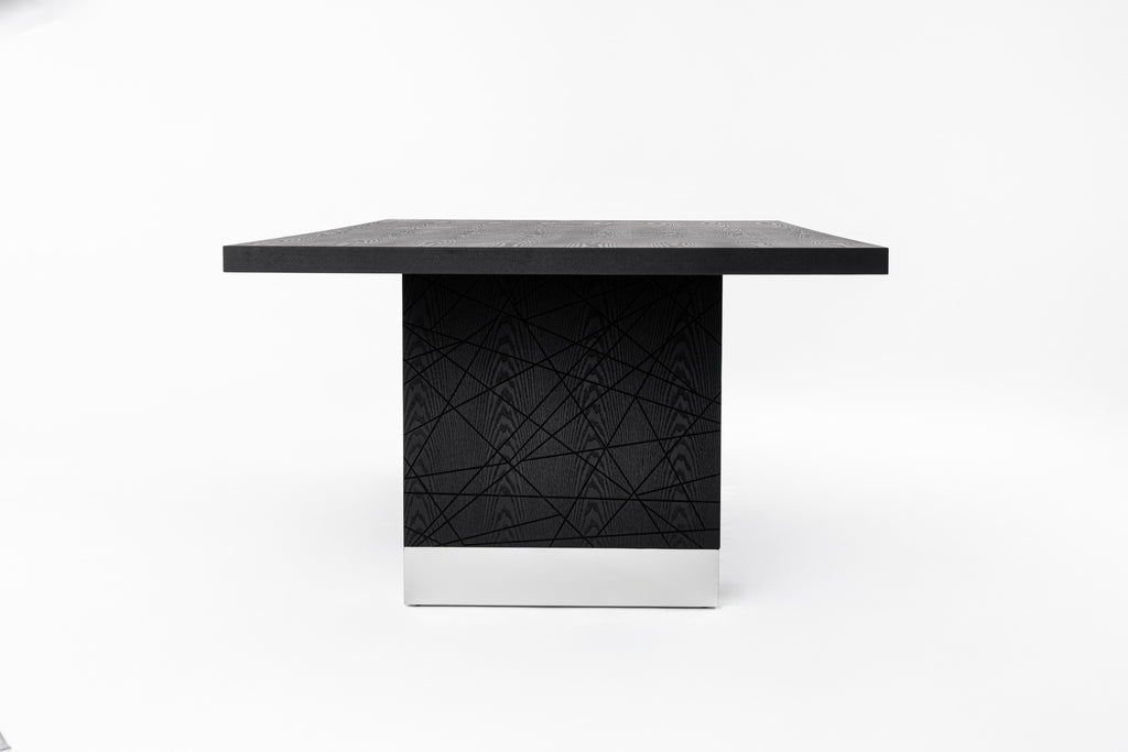 Kenda - Modern Black Ash + Stainless Steel Dining Table