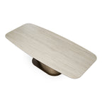 Kiefer - Modern Faux Travertine Ceramic + Bronze Dining Table