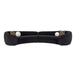 Kilmer Modern Black Curved Fabric Sectional Sofa