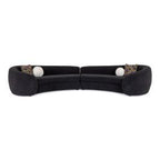 Kilmer Modern Black Curved Fabric Sectional Sofa