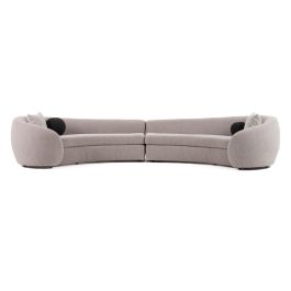 Kilmer Modern Grey Curved Fabric Sectional Sofa