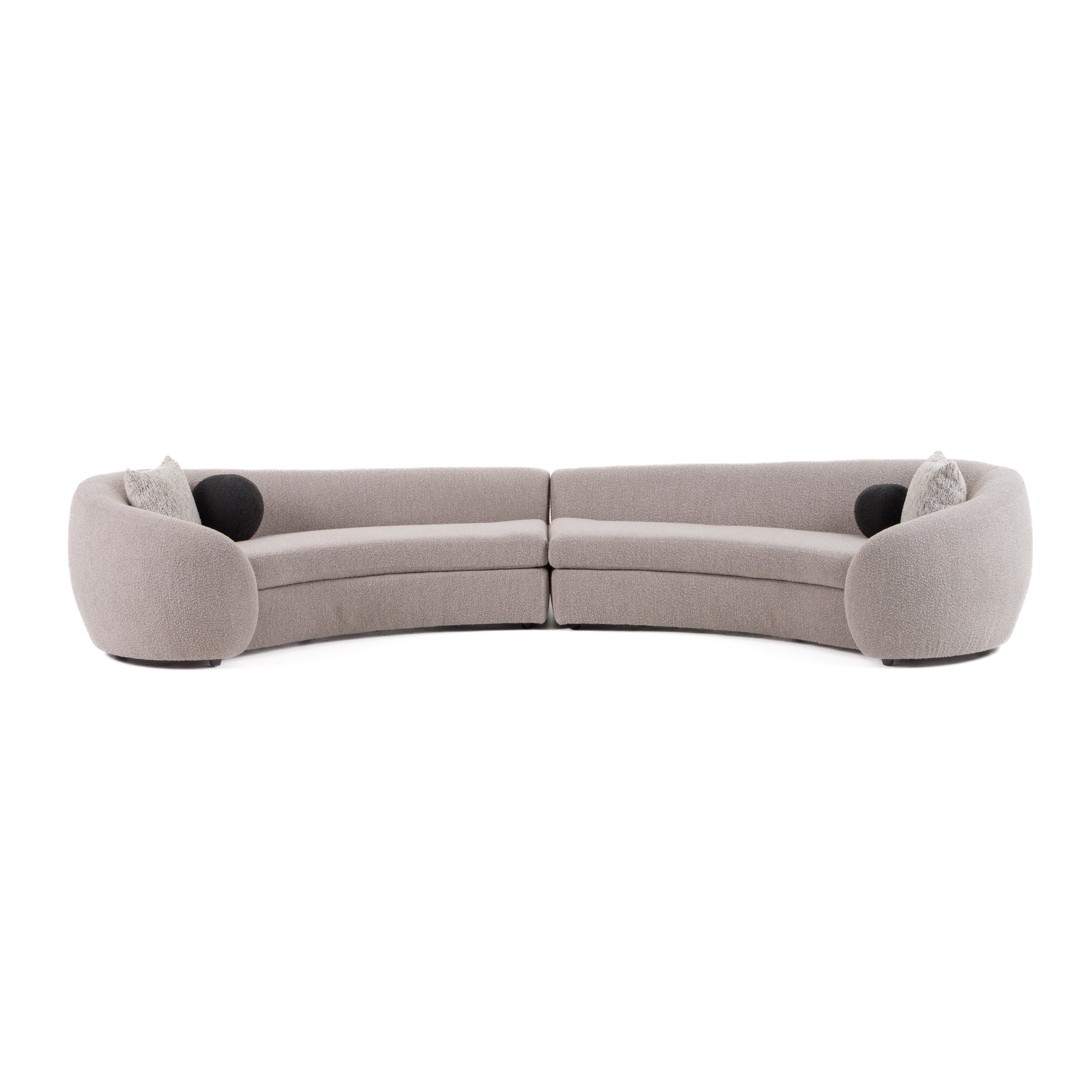 Kilmer Modern Grey Curved Fabric Sectional Sofa