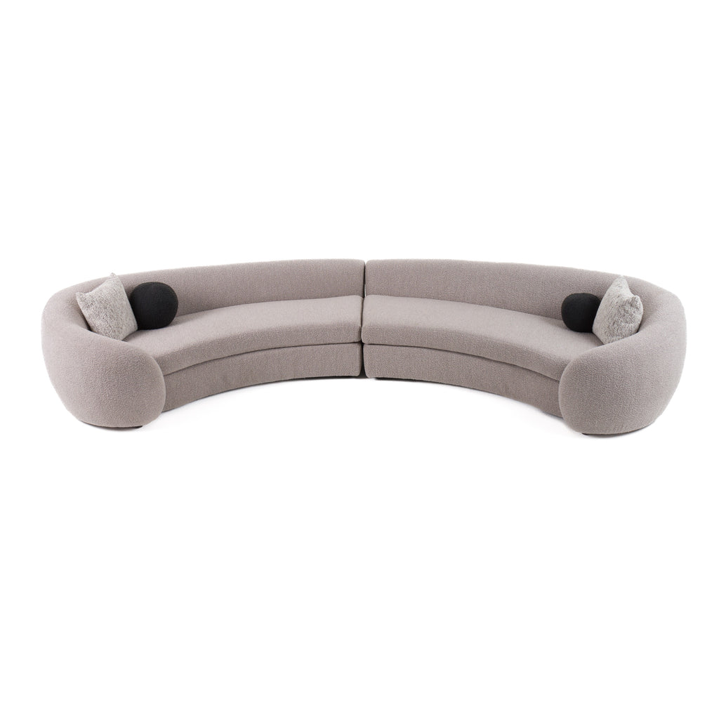 Kilmer Modern Grey Curved Fabric Sectional Sofa
