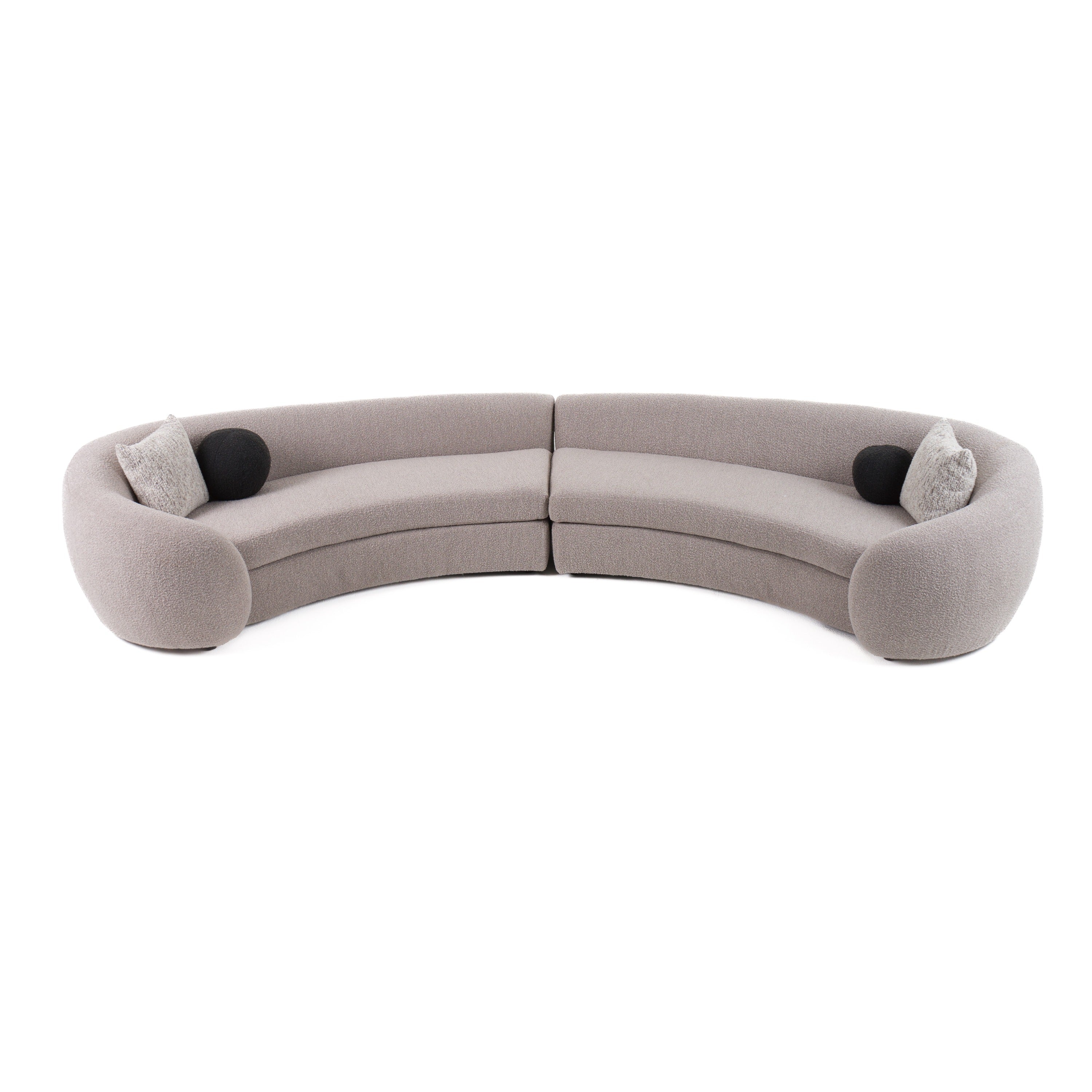 Kilmer Modern Grey Curved Fabric Sectional Sofa