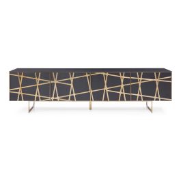 Kilson - Modern Black Oak & Champagne Gold TV Stand