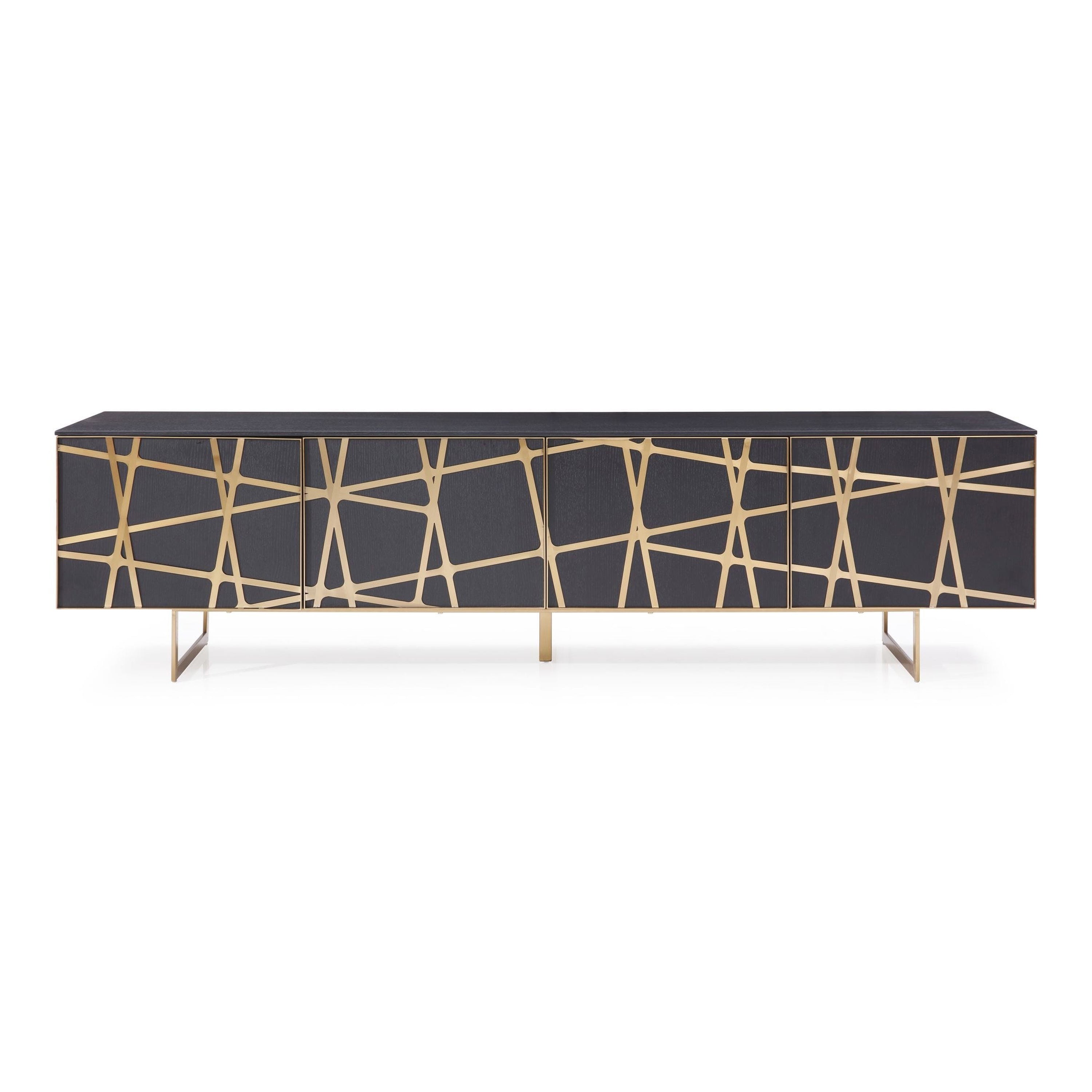 Kilson - Modern Black Oak & Champagne Gold TV Stand
