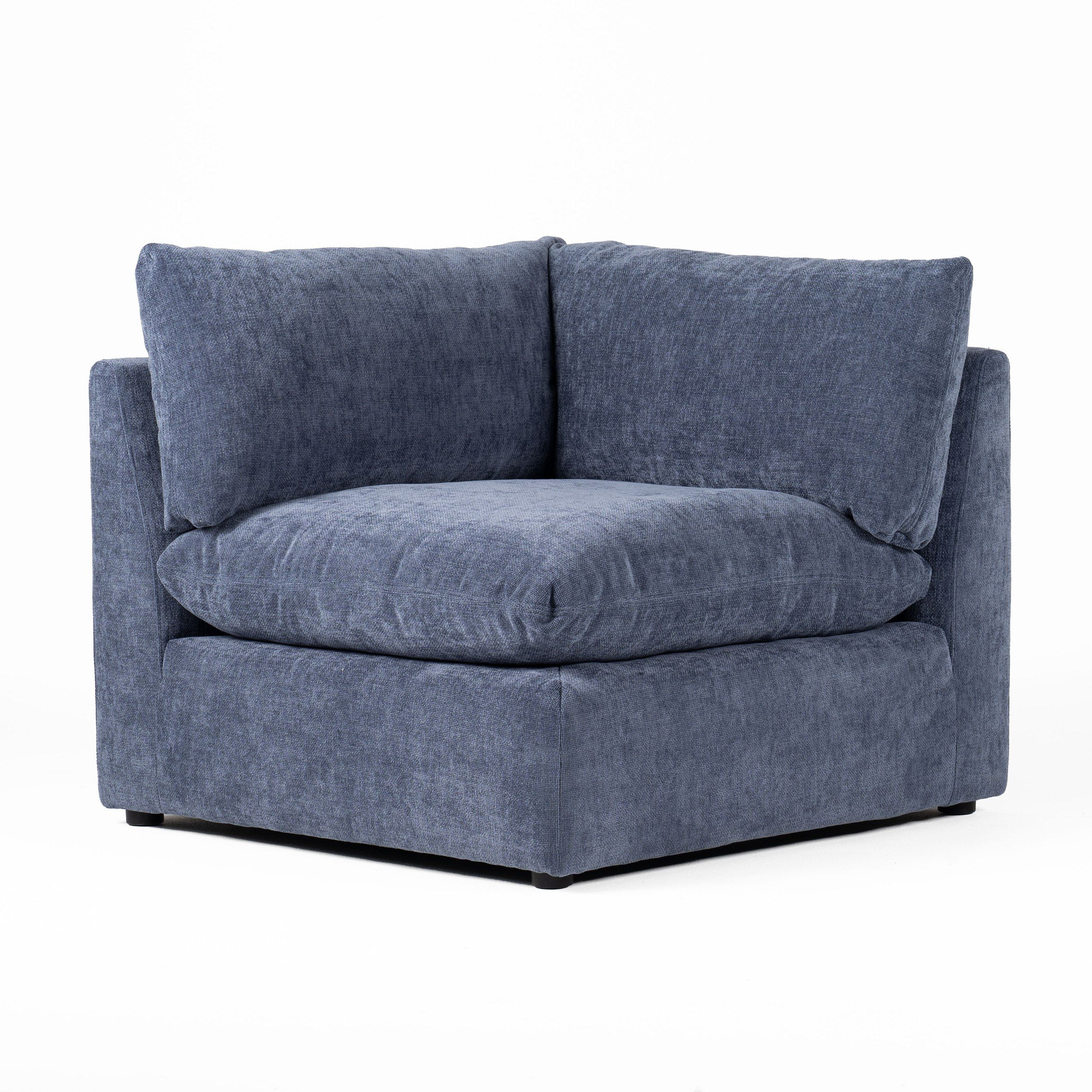 Divani Casa Kinsey - Modern Blue Fabric Modular Corner Seat