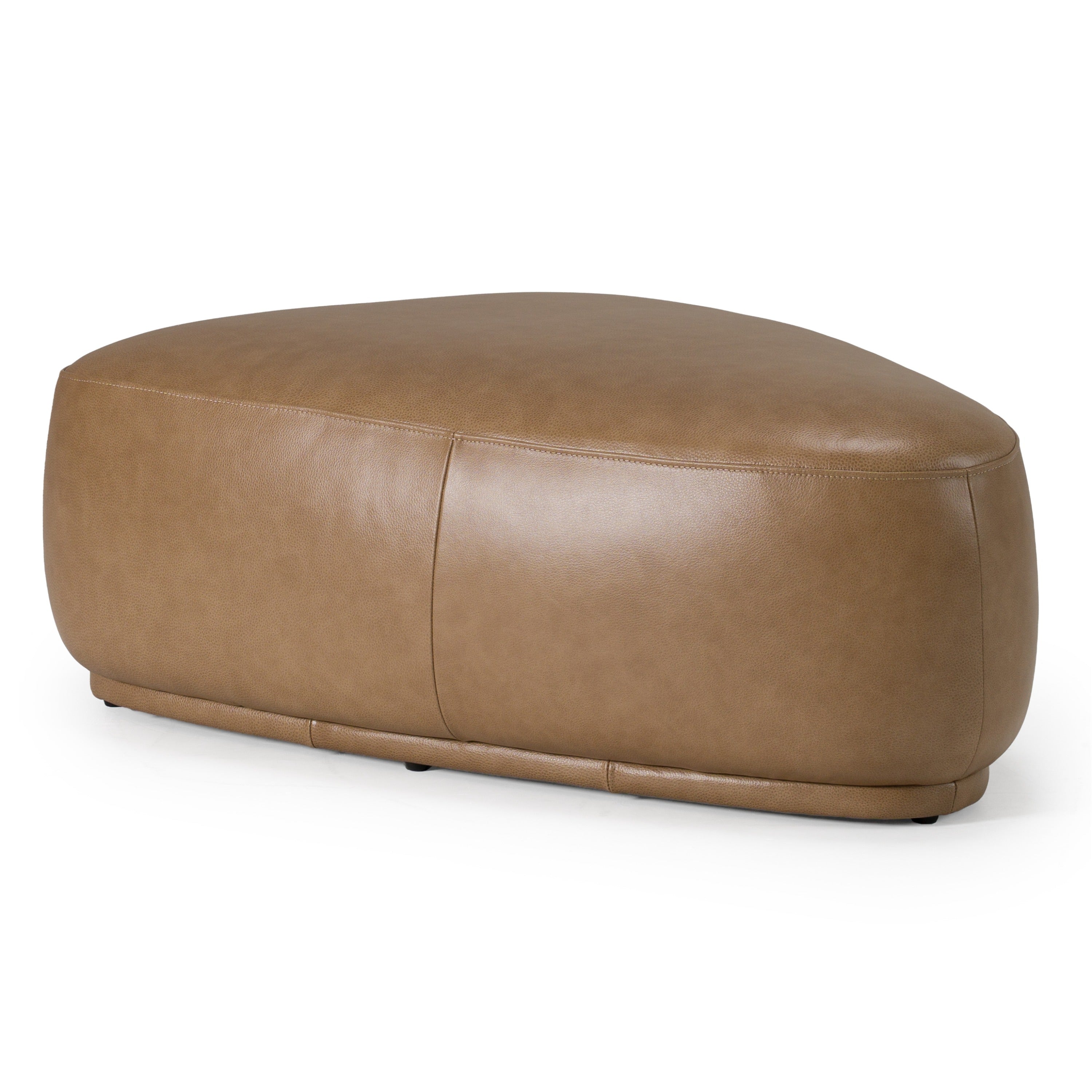 Kinsey - Modern Tan Leather Large River Rock Ottoman