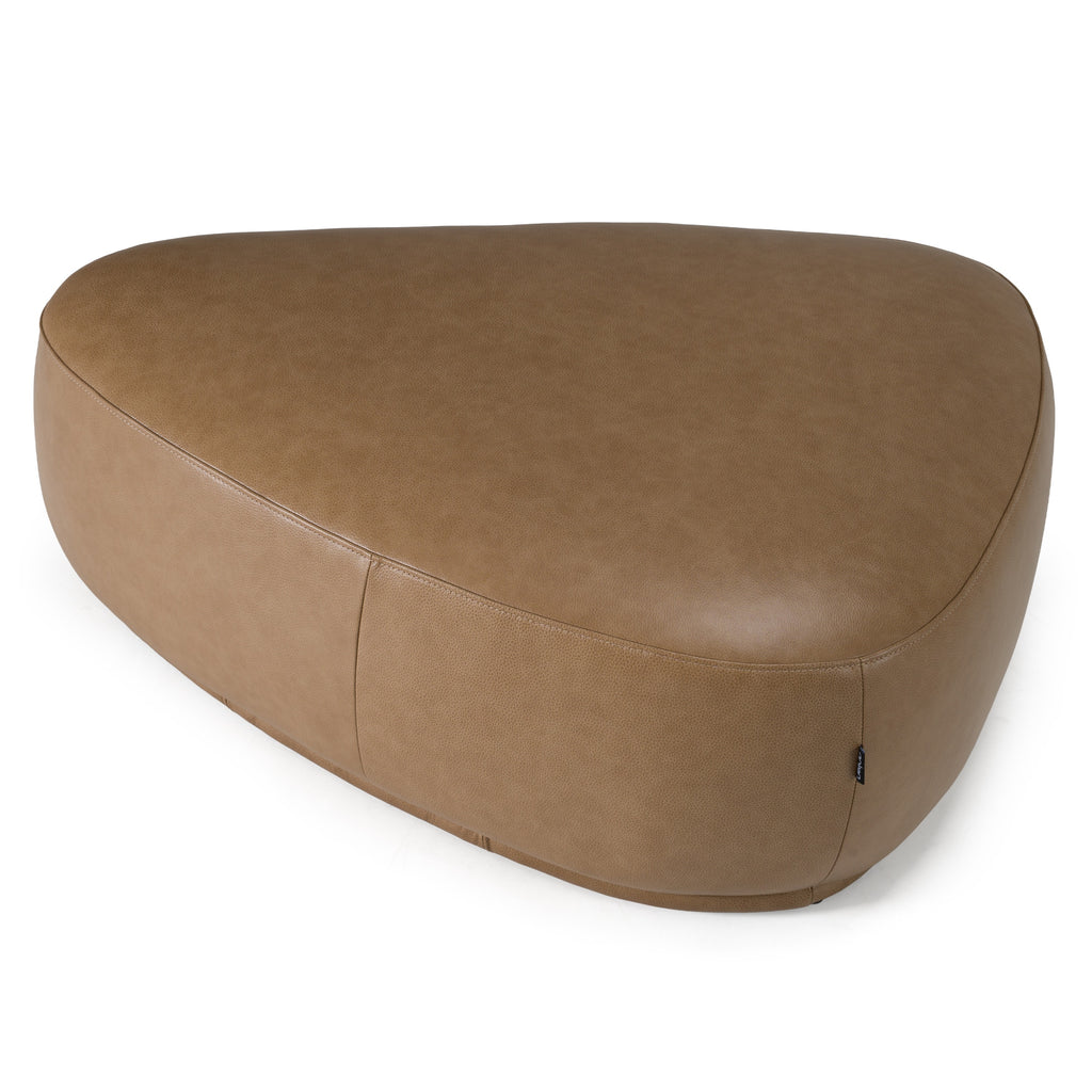 Kinsey - Modern Tan Leather Large River Rock Ottoman