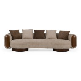 Kiran - Modern Beige + Brown Fabric Sofa