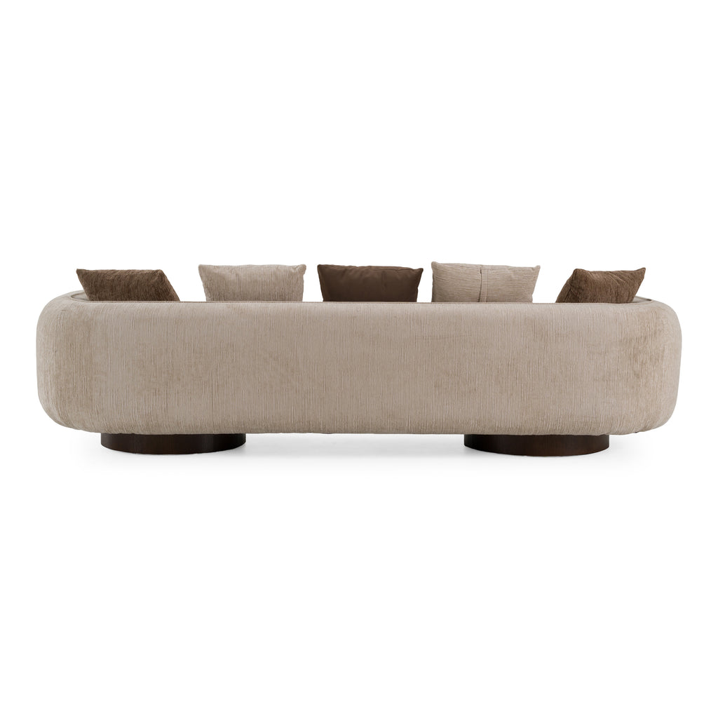 Kiran - Modern Beige + Brown Fabric Sofa