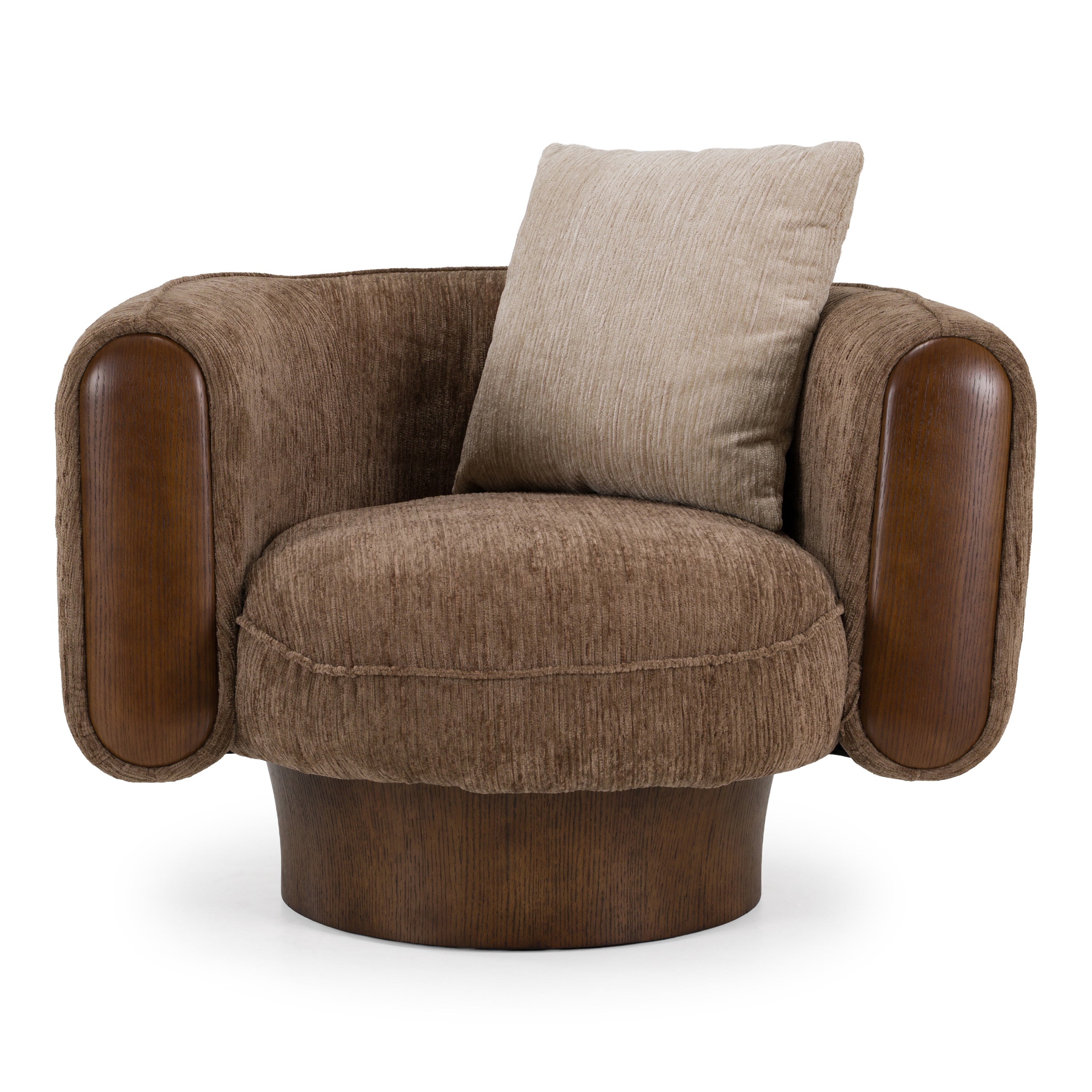 Kiran - Modern Brown + Beige Swivel Accent Chair