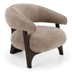 Kirby - Modern Tan Fabric + Brown Oak Accent Chair