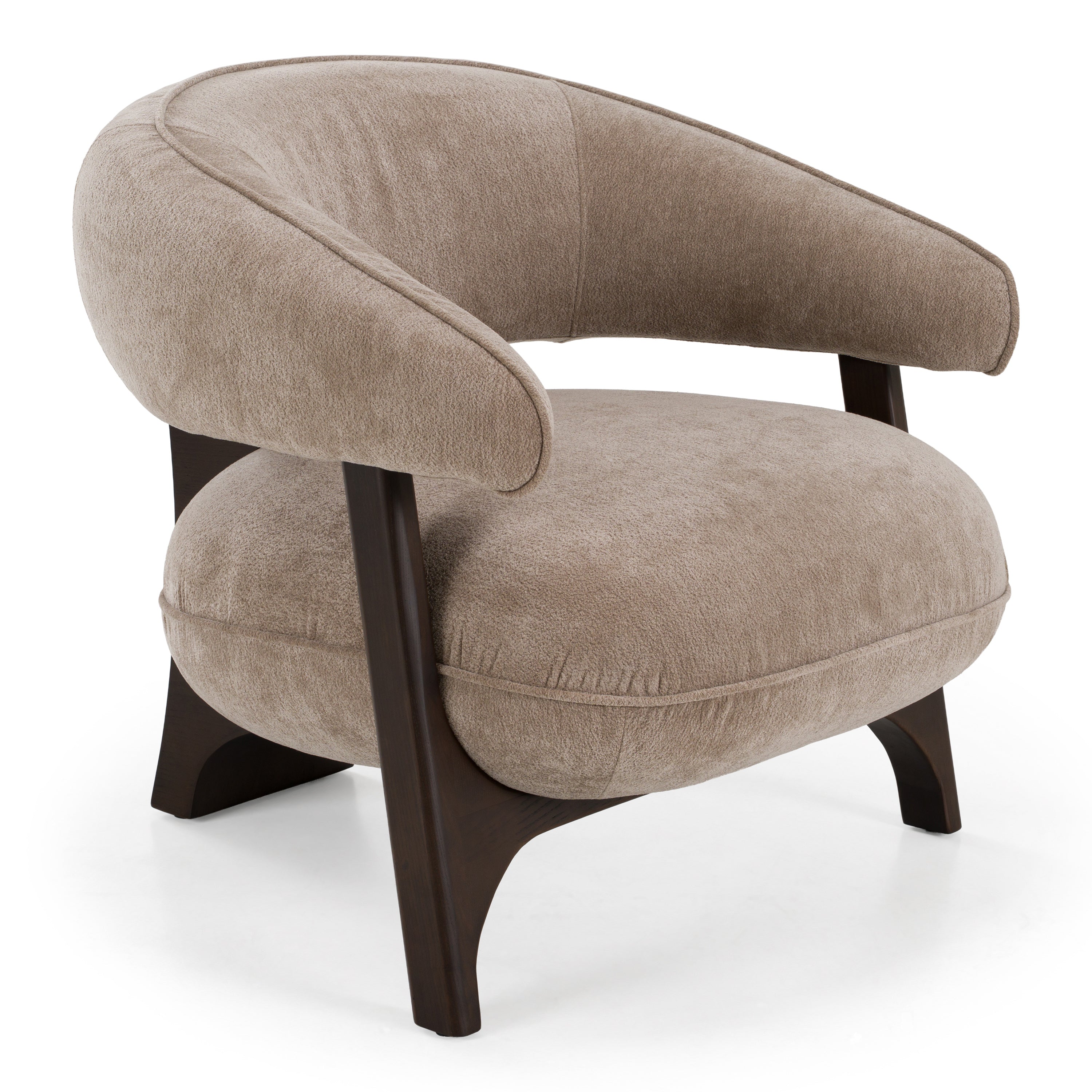 Kirby - Modern Tan Fabric + Brown Oak Accent Chair