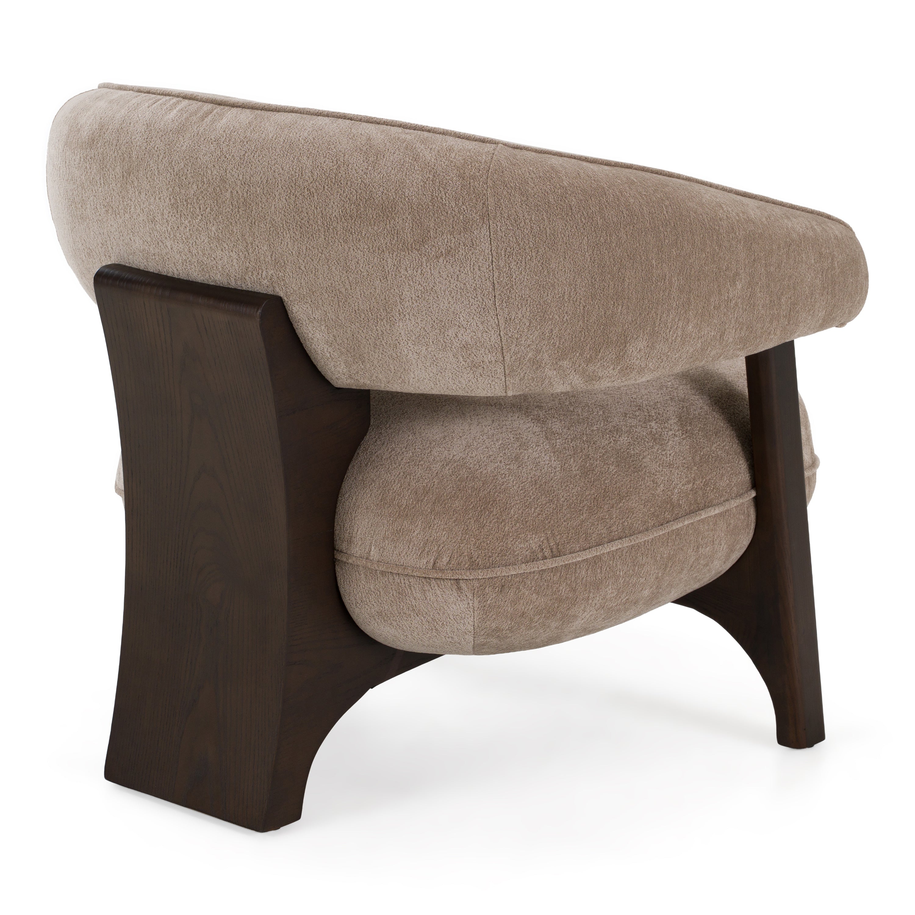 Kirby - Modern Tan Fabric + Brown Oak Accent Chair