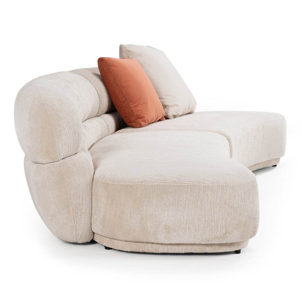 Knight - Modern Beige Fabric Curved Sectional Sofa