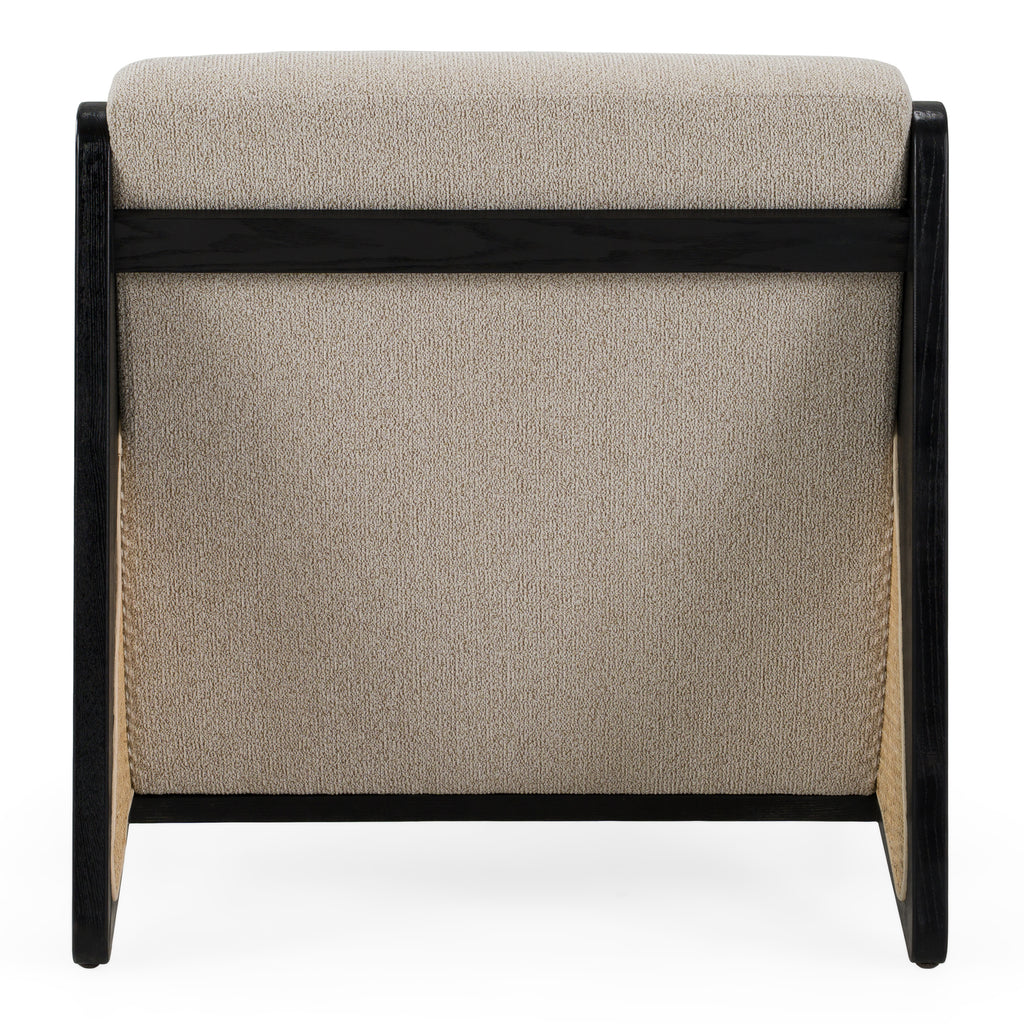 Kratz - Modern Beige Fabric + Rattan + Black Walnut Accent Chair
