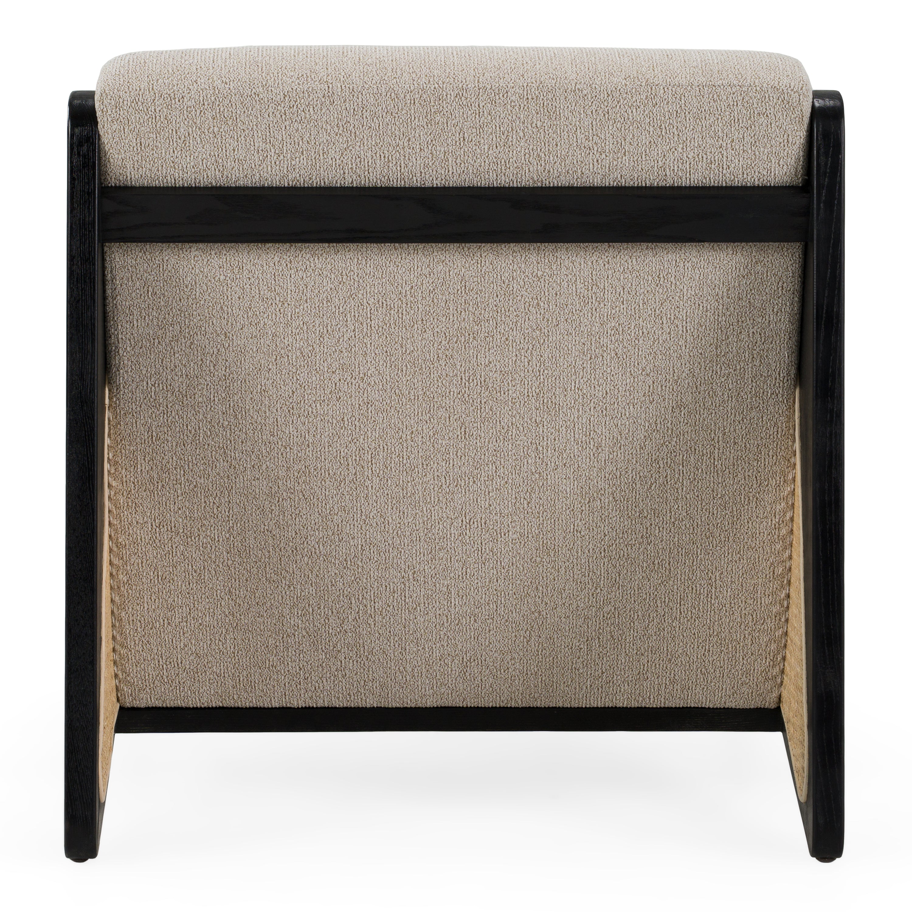 Kratz - Modern Beige Fabric + Rattan + Black Walnut Accent Chair