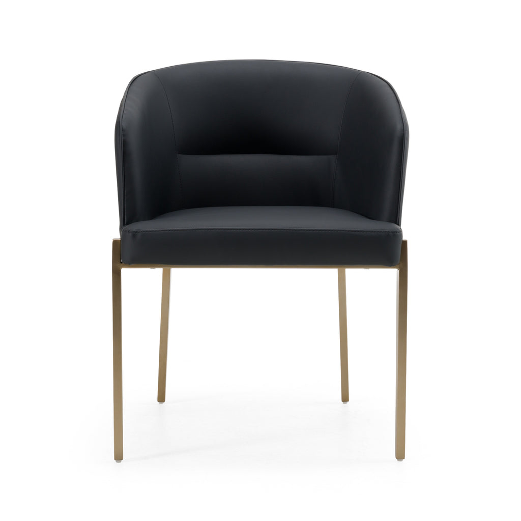 Kravitz - Modern Dark Grey Vegan Leather + Antique Brass Dining Chair