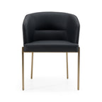 Kravitz - Modern Dark Grey Vegan Leather + Antique Brass Dining Chair
