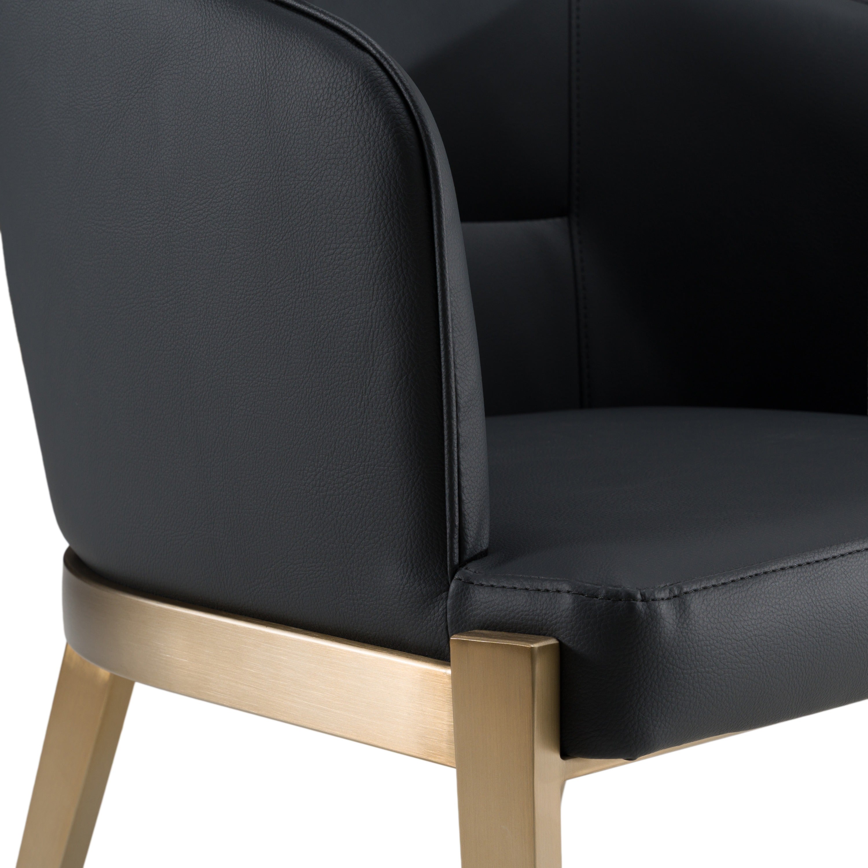 Kravitz - Modern Dark Grey Vegan Leather + Antique Brass Dining Chair