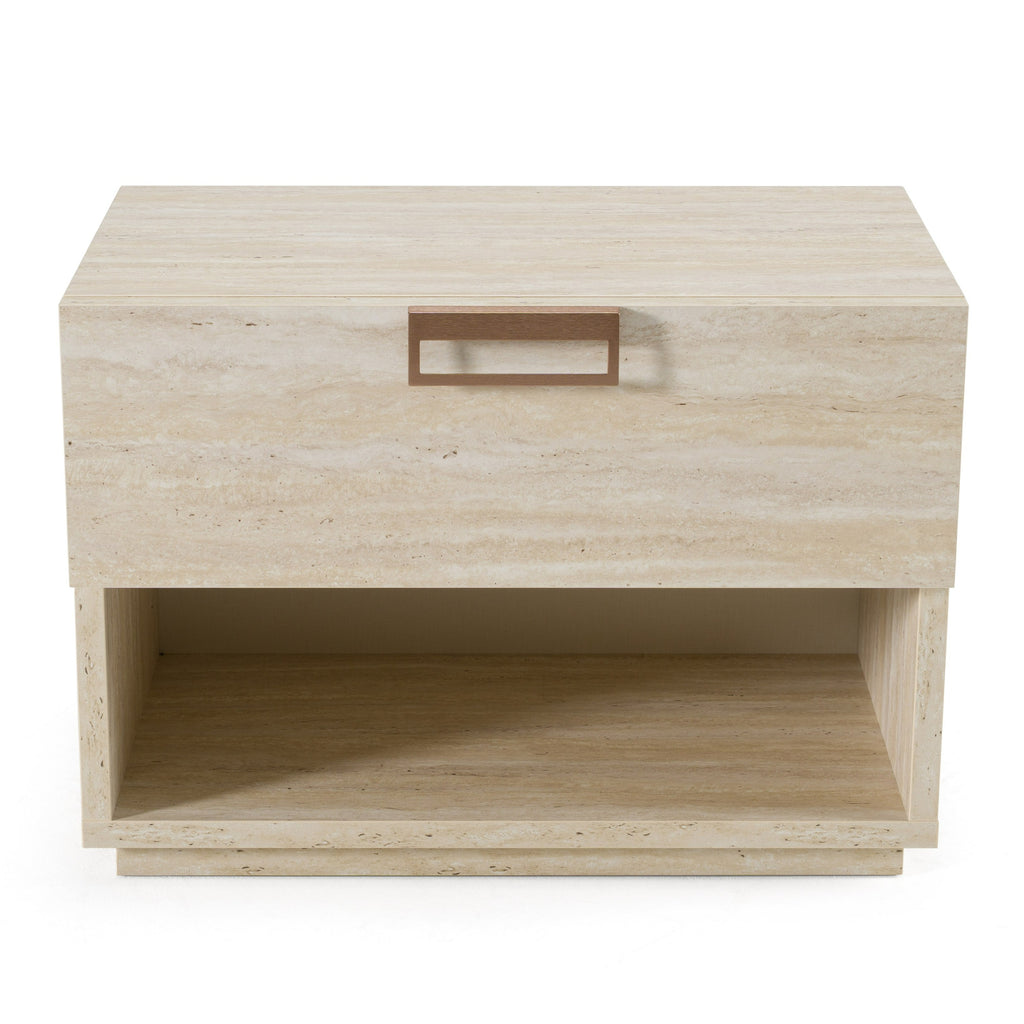 Lago - Modern Faux Travertine Nightstand