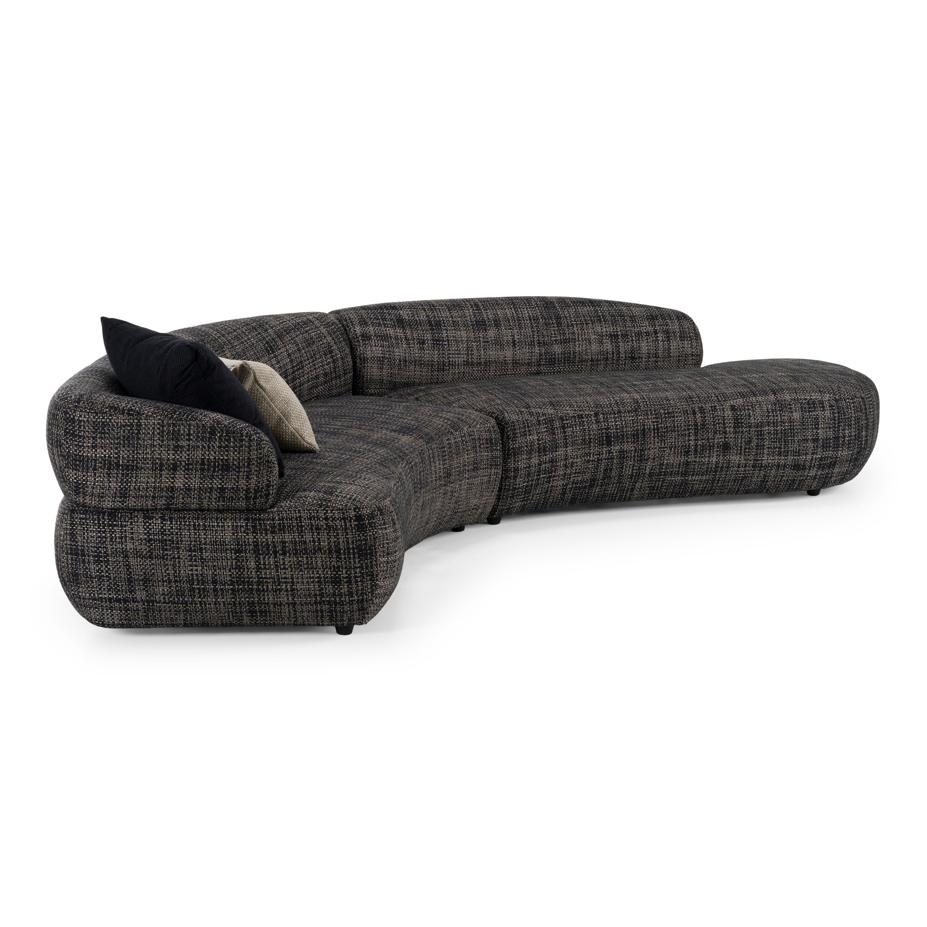 Divani Casa Lakota - Modern Dark Grey Fabric Curved Sectional Sofa