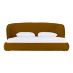 Lambert - Modern Burnt Orange Fabric Upholstered Bed - Modern Burnt Orange Fabric Upholstered Bed